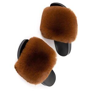 Funky Monkey Fluffy Slippers Slide-On Faux Fur Size 11 NWT